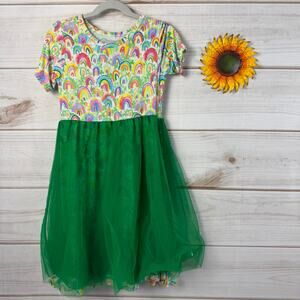 Birdie Bean Girls Riley Rainbow Dress & Leggings Set Size 8Y Colorful Outfit